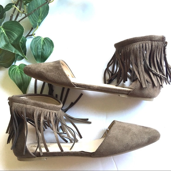 Charlotte Russe Shoes - Suede Like Fringe Flat Shoes Size 7